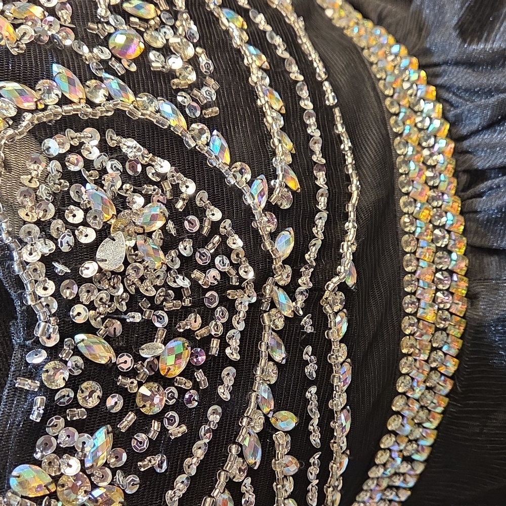 Nwot XL Anny Lee Black and Zirconia  Mini Dress Ballroom - Picture 13 of 17